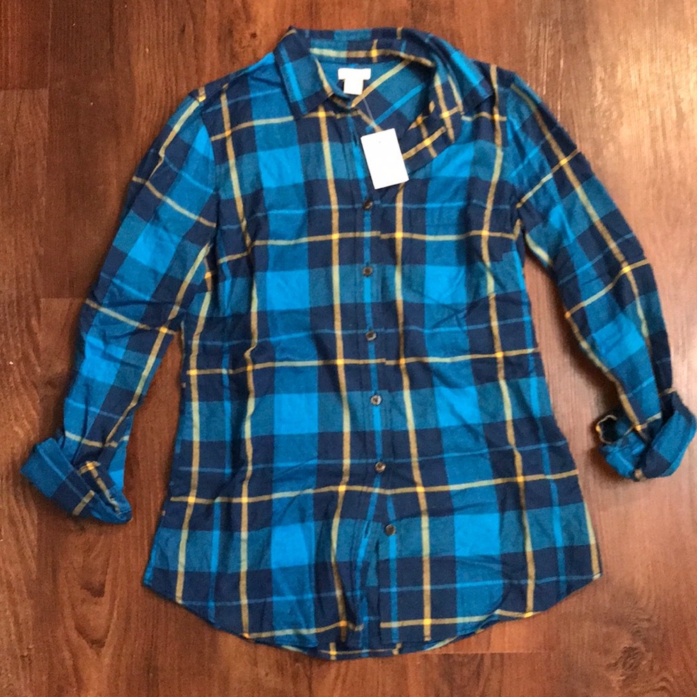 J. CREW plaid button-up